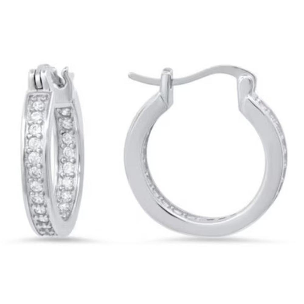 925 Sterling Silver Inside Out CZ Hoop Earrings 20mm Round